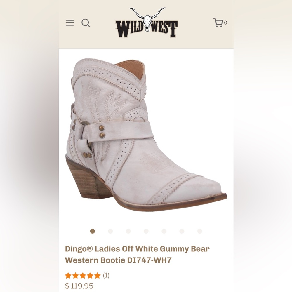 Dingo • Gummy Bear Western Bootie • Off White • 8.5